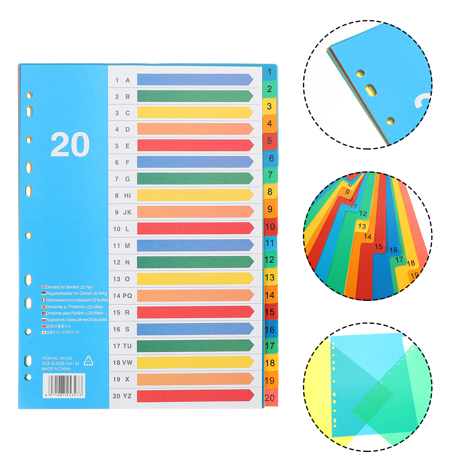 Tab Divider A4 - แผ่นแบ่งแฟ้ม 5 ชิ้น แท็บพลาสติกหลากสี สำหรับแฟ้ม A4