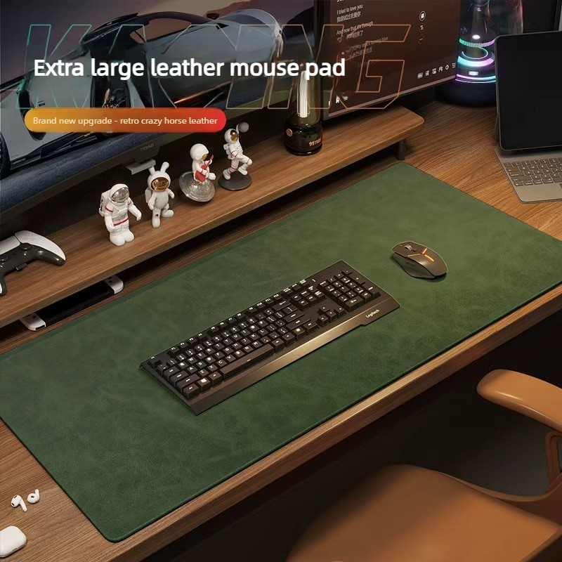 Leather Desk Pad - แผ่นรองเมาส์ลายหนังม้าบ้า พียู แบบพกพา ขนาดใหญ่ สำหรับเล่นเกม กันน้ำ