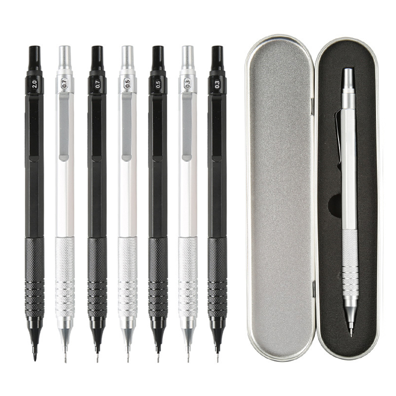 Mechanical Pencil 0.3 - ชุดดินสอกดโลหะคุณภาพสูง พร้อมไส้ดินสอสำรอง สำหรับงานเขียนแบบ ดินสอกดอัตโนมัติ ขนาด 0.3,