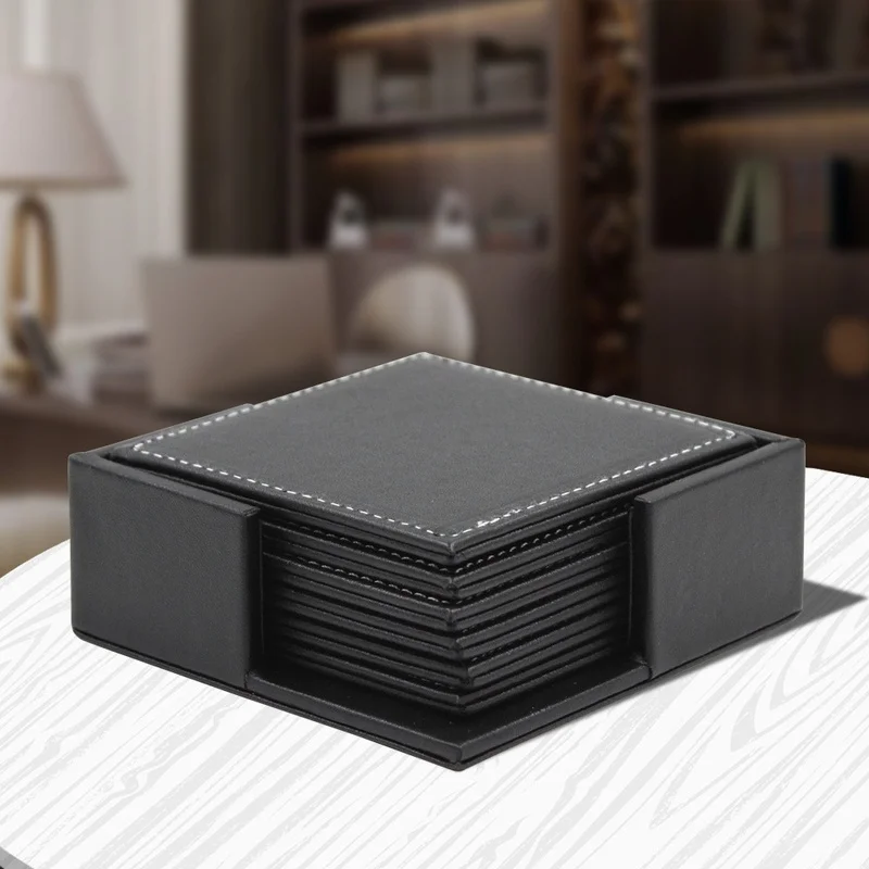 6ชิ้น/เซ็ตธุรกิจหนัง Coasters  - Leather Desk Pad บทวิจารณ์และราคา